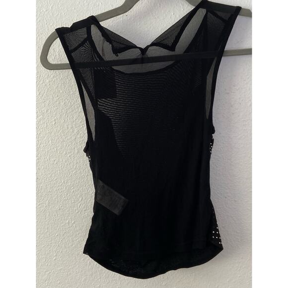 Free People Mirrorball Crop Tank Top Cowl Mesh Crystal Embellished Black Size XS - Picture 11 of 13